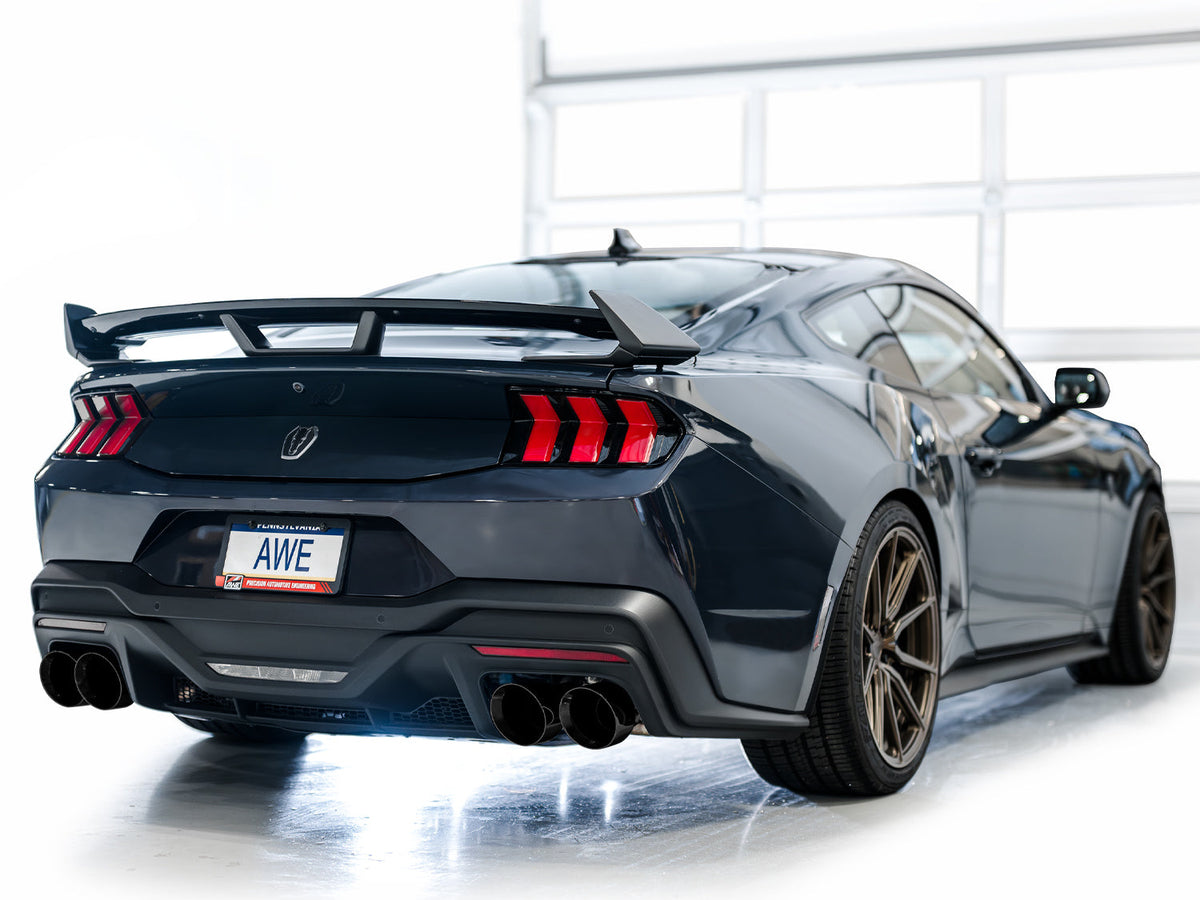 AWE Track Edition Exhaust for S650 Ford Mustang Dark Horse - Quad Diamond Black Tips image 5