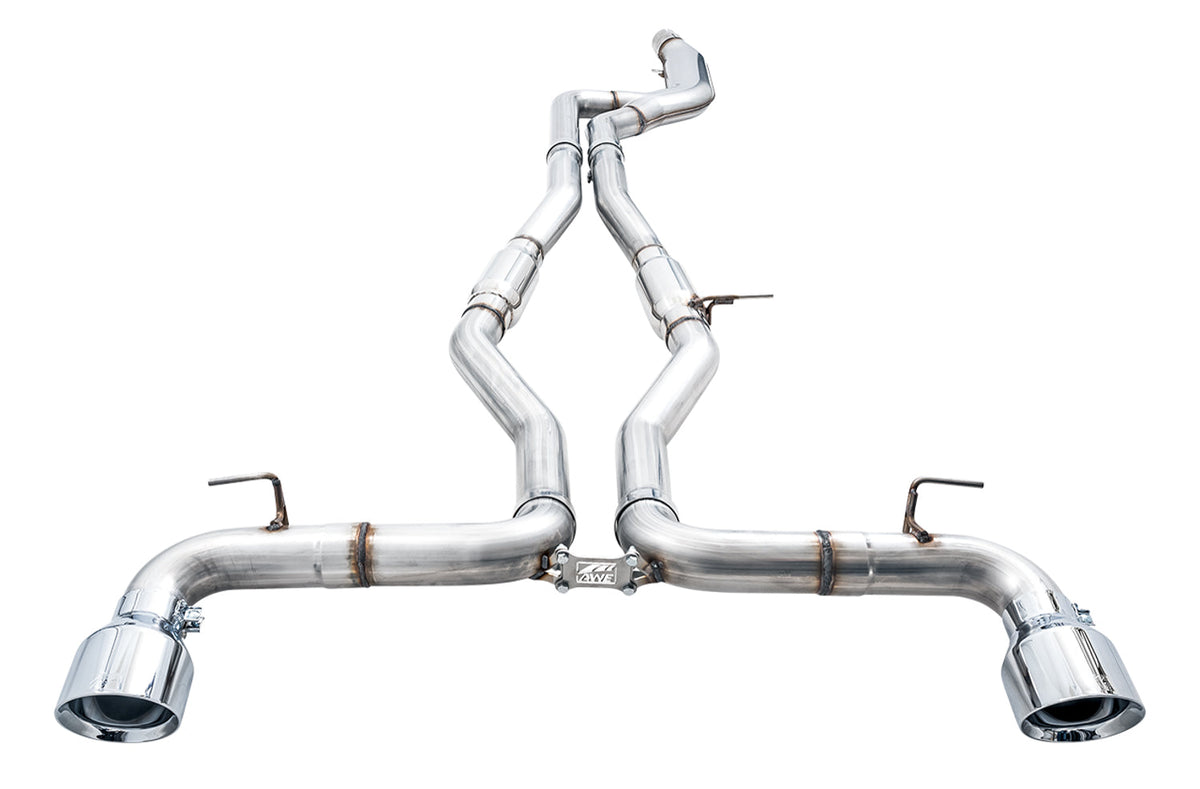 AWE Resonated Track Edition Exhaust for A90 Supra - 5" Chrome Silver Tips image 4