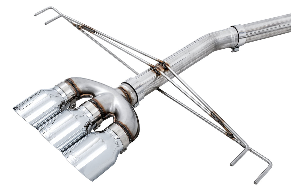 AWE Track Edition Exhaust for FK8 Civic Type R (includes Front Pipe) - Triple Chrome Silver Tips image 5