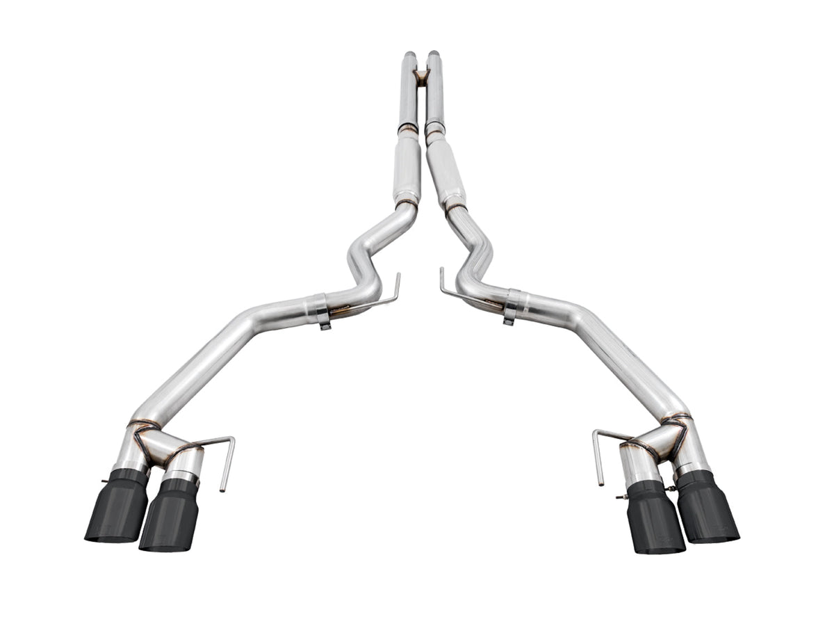 AWE Track Edition Cat-back Exhaust for the '18-'23 S550 Mustang GT - Quad Diamond Black Tips image 3