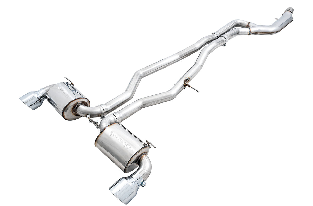 AWE Non-Resonated Touring Edition Exhaust for A90 Supra - 5" Chrome Silver Tips image 1