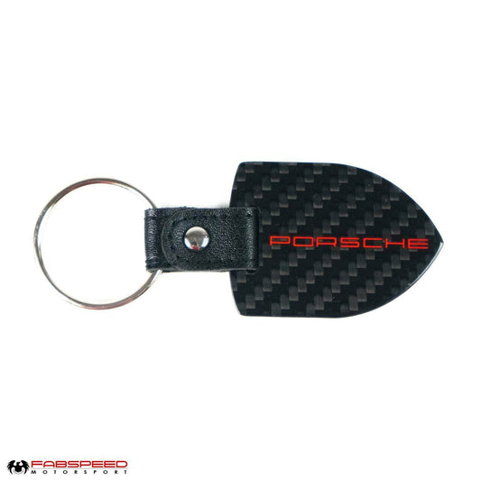 Fabspeed Porsche Crest & Script Carbon Fiber Keyring