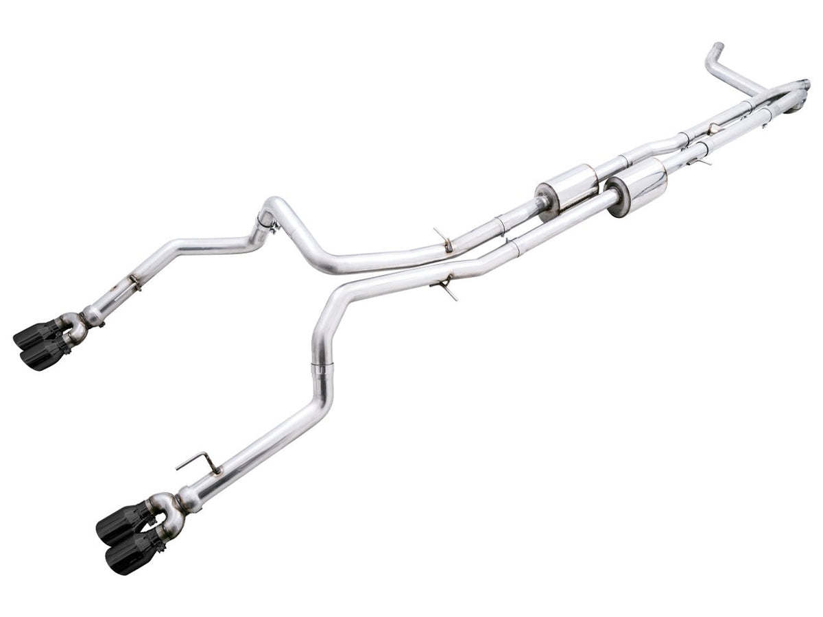 AWE 0FG Catback Exhaust for Silverado ZR2/Sierra AT4X - Quad Diamond Black Tips image 1