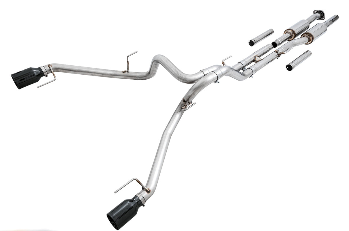 AWE 0FG Exhaust for Gen 2 Ford Raptor (Resonated Performance Cat-back) - Diamond Black 5 Tips image 1