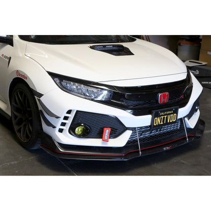 Carbon Fiber Front Bumper Canards - 2017 - 2021 Honda FK8 Civic Type R