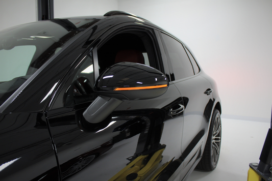 Flat 6 Motorsports sequential LED mirror turn signals on Porsche Macan