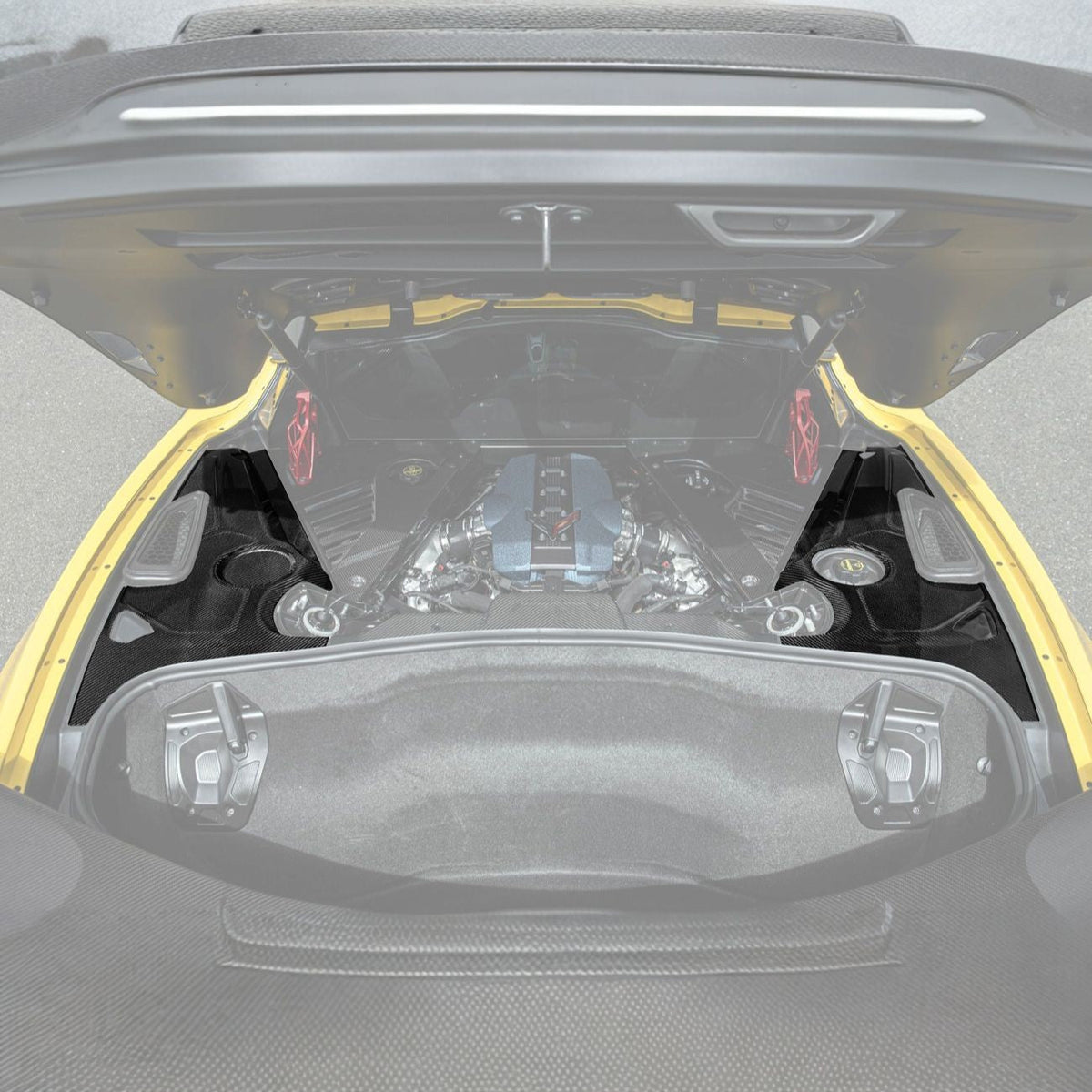 Corvette C8 Carbon Fiber 3-Piece Rear Engine Bay Cover Overlay Panel Set image 3