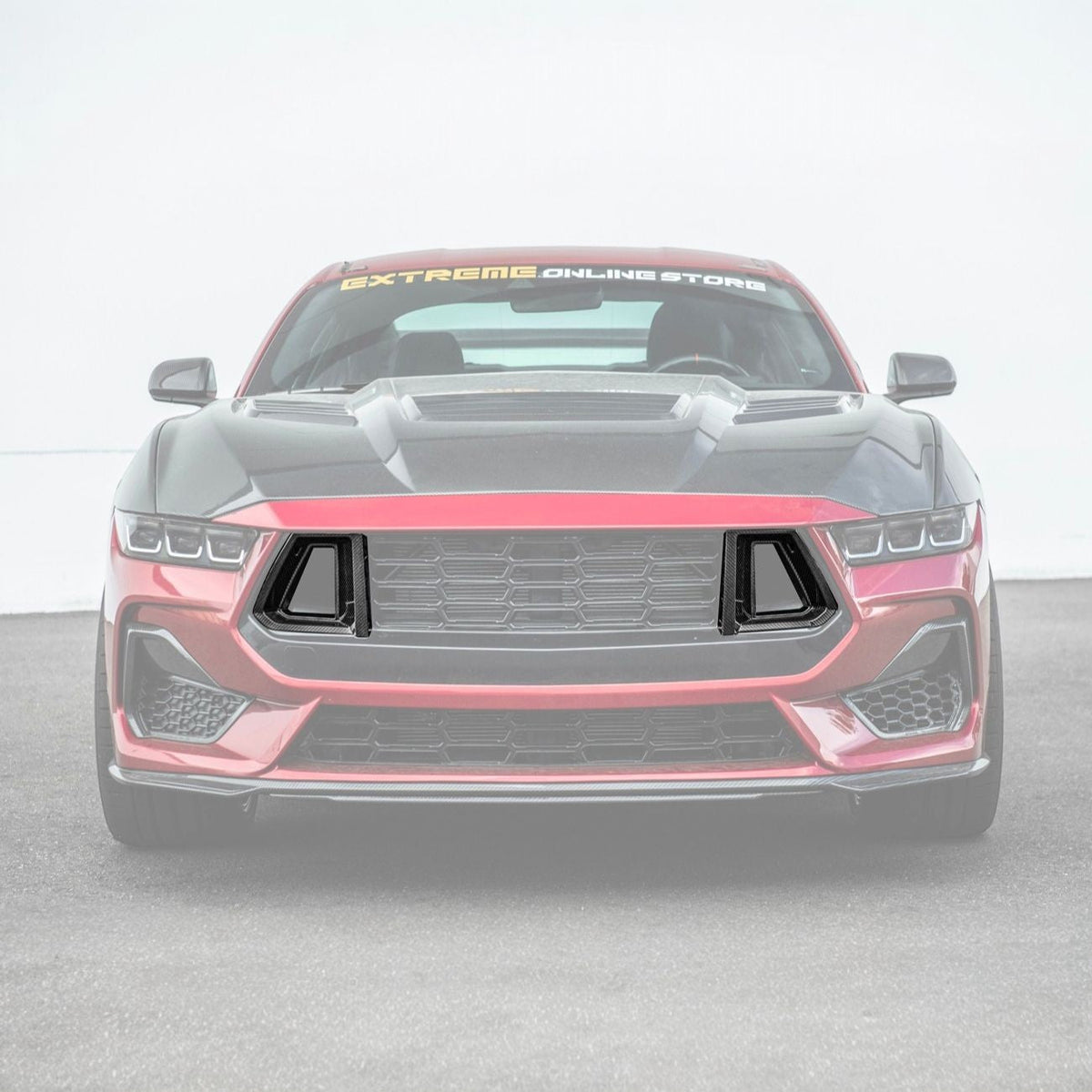 2024-Up Ford Mustang Carbon Fiber DarkHorse Style Front Grille Side Nostril Air Intake Trim Covers image 1