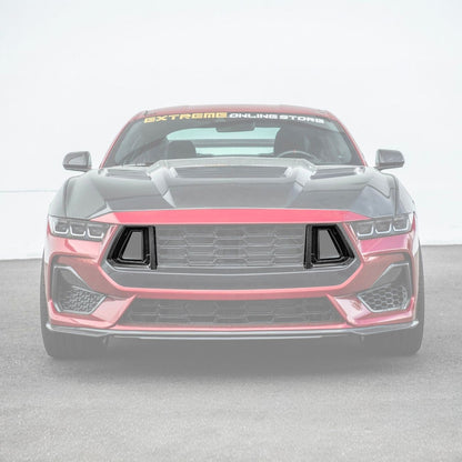2024-Up Ford Mustang Carbon Fiber DarkHorse Style Front Grille Side Nostril Air Intake Trim Covers image 1