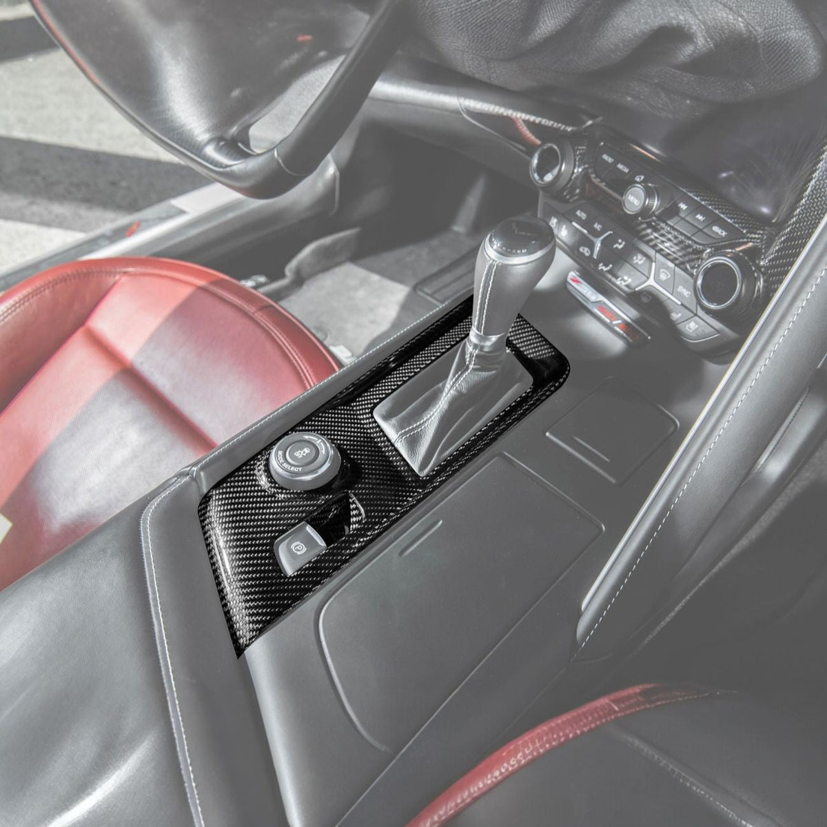 Corvette C7 Dry Carbon Fiber Center Console Shifter Trim Plate Cover Overlay image 3