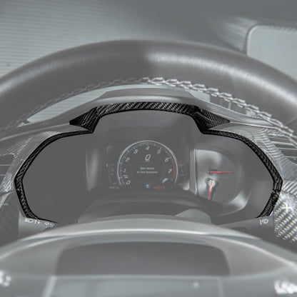 Corvette C7 Dry Carbon Fiber Gauge Cluster Trim Cover Set image 1