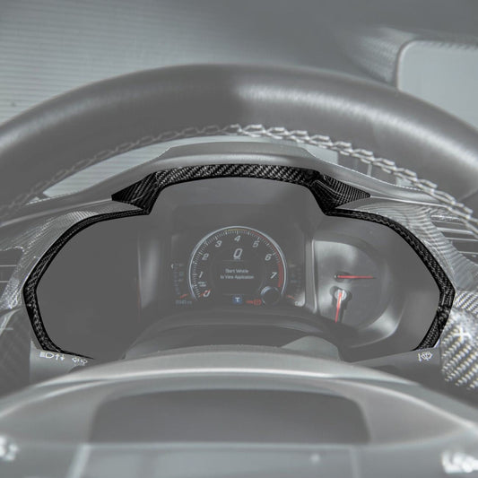 Corvette C7 Dry Carbon Fiber Gauge Cluster Trim Cover Set image 1
