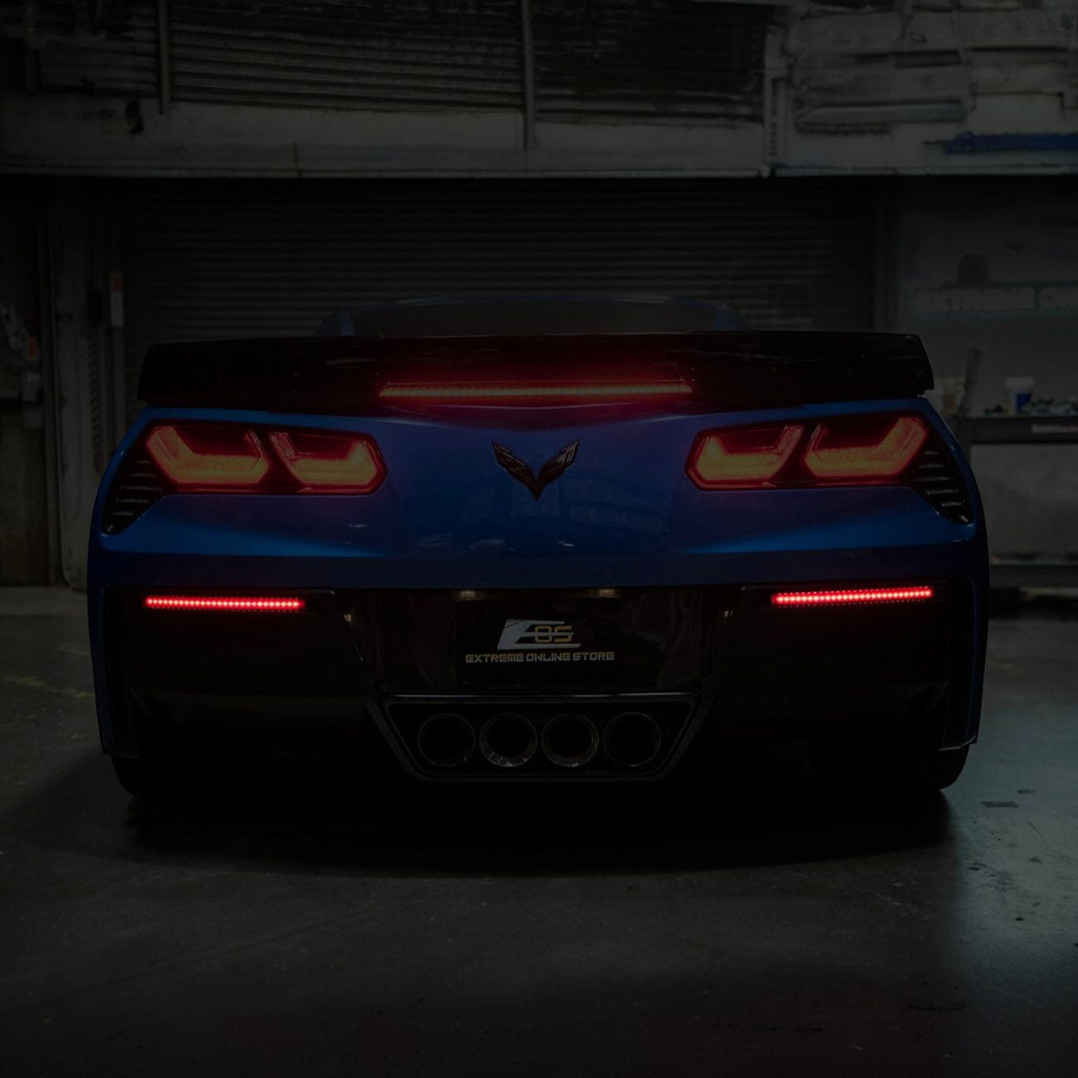 Corvette C7 Rear Bumper Diffuser Clear Lens Red LED Reflector Lights image 3
