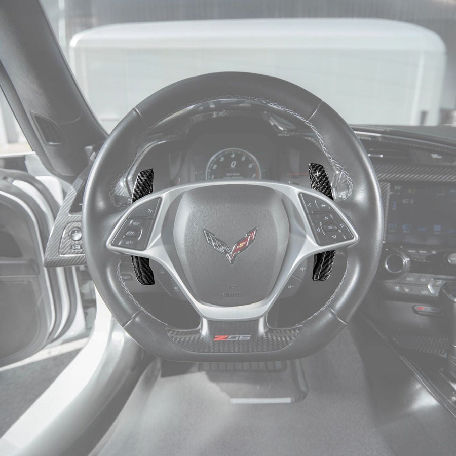 Corvette C7 Carbon Fiber Factory Extended Style Paddle Shifter Extensions image 1
