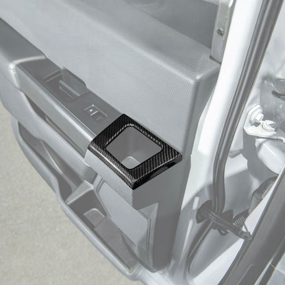 2021-2026 Ford F-150 / F-150 Lightning Dry Carbon Fiber Rear Door Side Storage Cup Holder Cover Overlays image 1