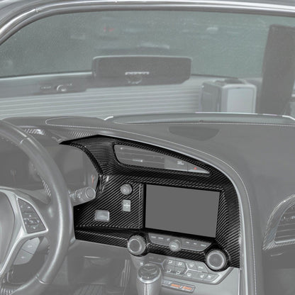 Corvette C7 Dry Carbon Fiber Center Infotainment Instrument Panel Cluster Trim Plate Cover Overlay image 3