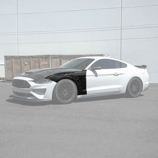 2018-2023 Ford Mustang Dry Carbon Fiber GT500 Style Side Vented Fender Pair image 1
