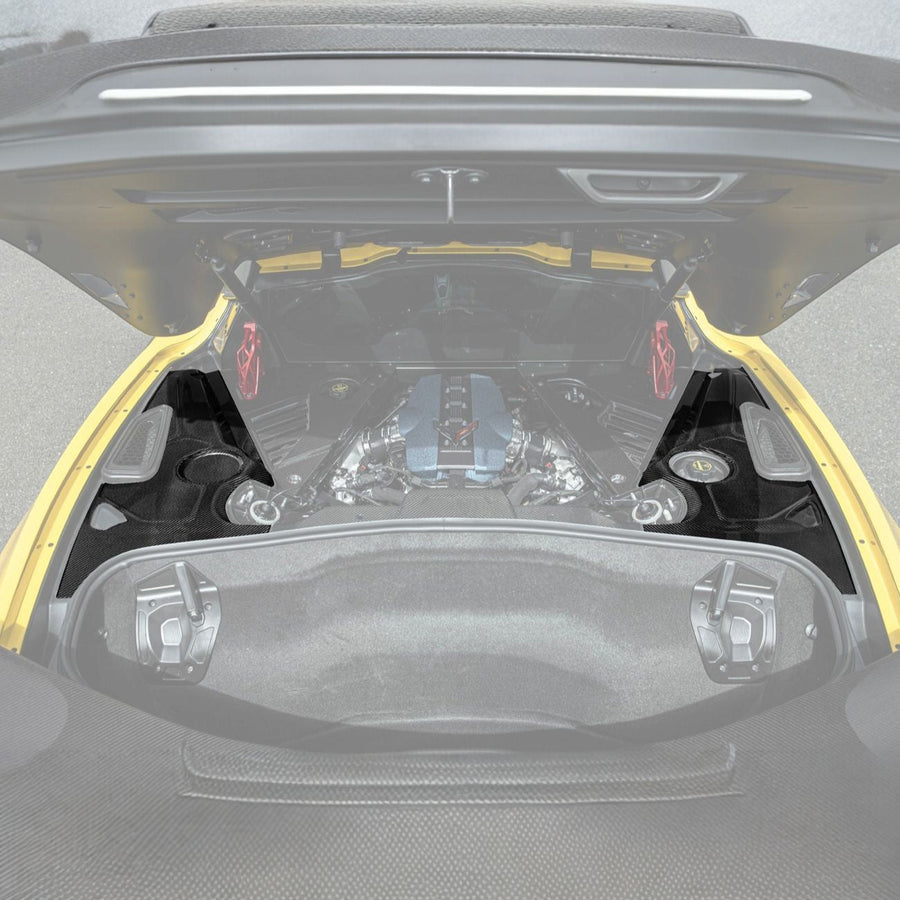 Corvette C8 Carbon Fiber 3-Piece Rear Engine Bay Cover Overlay Panel Set image 1