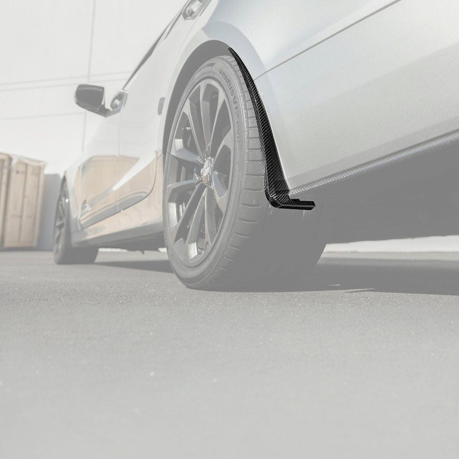 2016-2019 Cadillac ATS-V Dry Carbon Fiber Rear Mud Flaps Splash Guards image 1