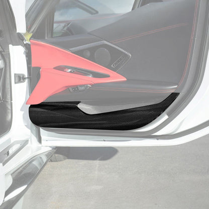 Corvette C8 Dry Carbon Fiber Interior Front Lower Door Kick Panel Cover Overlays image 1