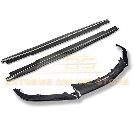 2016-19 Cadillac CTS-V Carbon Fiber Front Splitter Wheel Arch& Side Skirts Rockerst image 1
