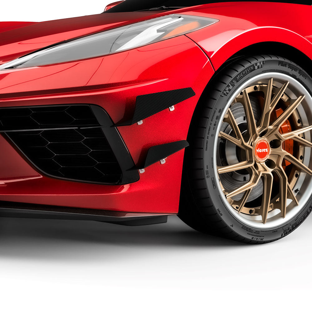 Vicrez 4VR + 3VR Front Bumper Canards vz102246 | Chevrolet Corvette C8 2020-2026