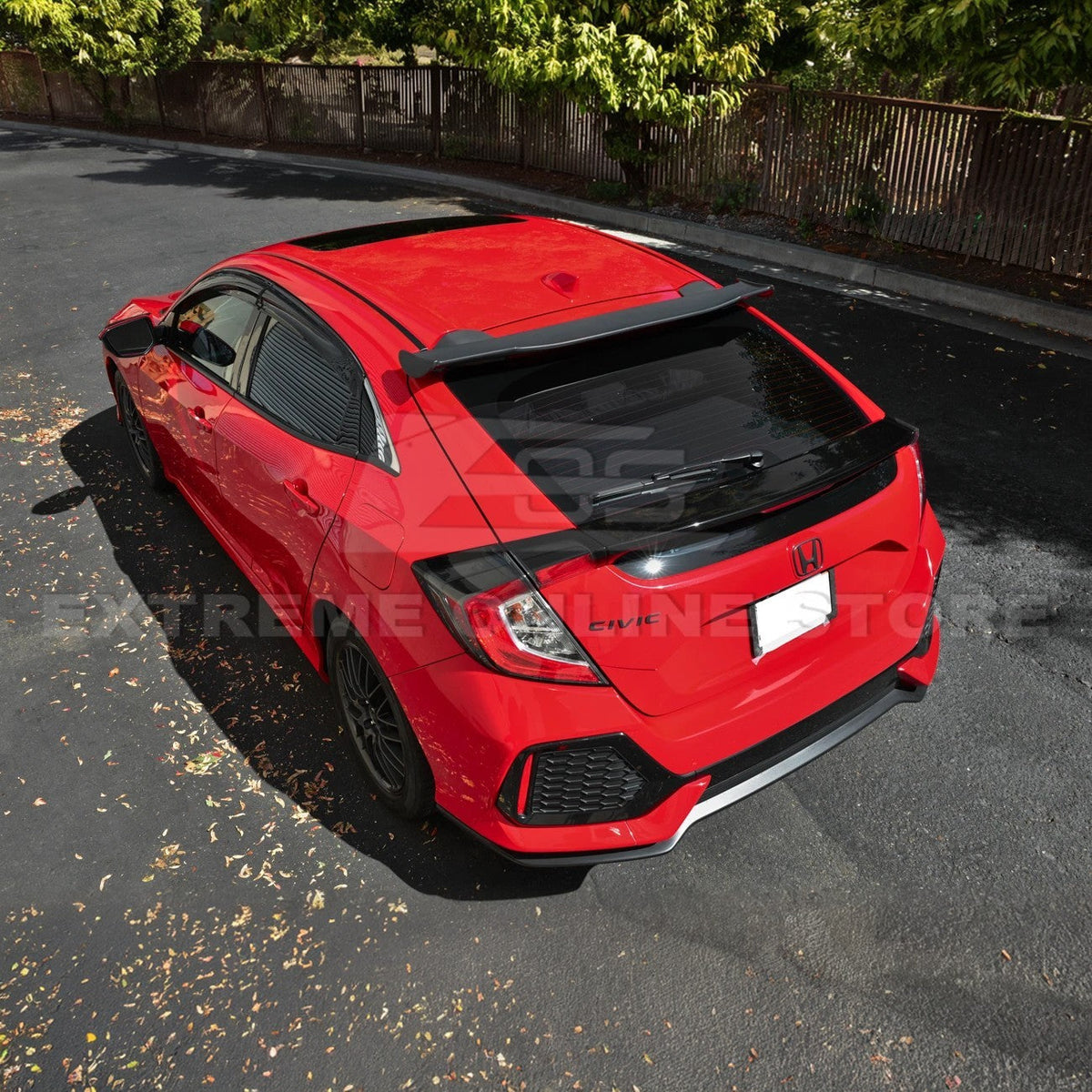 2016-21 Honda Civic Hatchback Spoon Style Rear Roof Spoiler Kit image 4